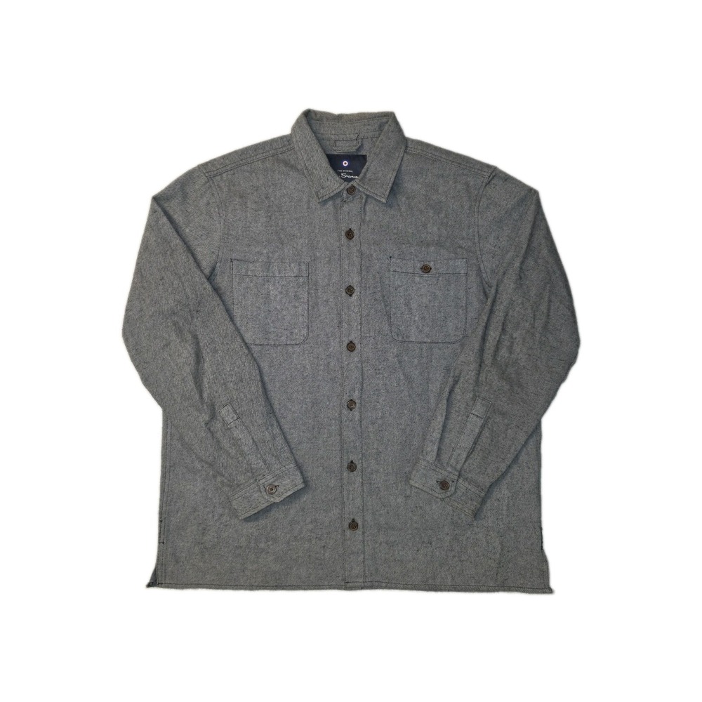 Ben Sherman Flannel Utility Gray Size XL Button Up Long Sleeve Shirt